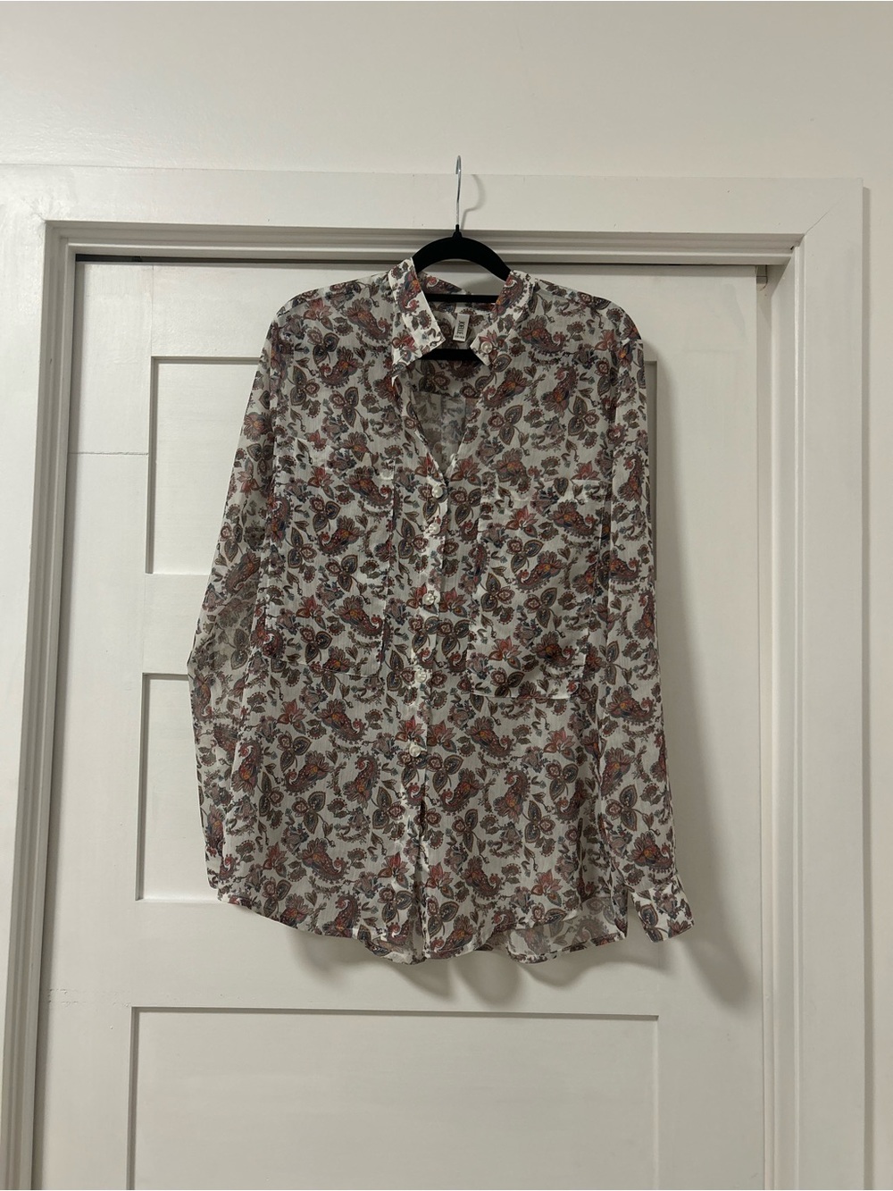 JOELLE Paisley Floral Button-Down Shirt – XS – Boho